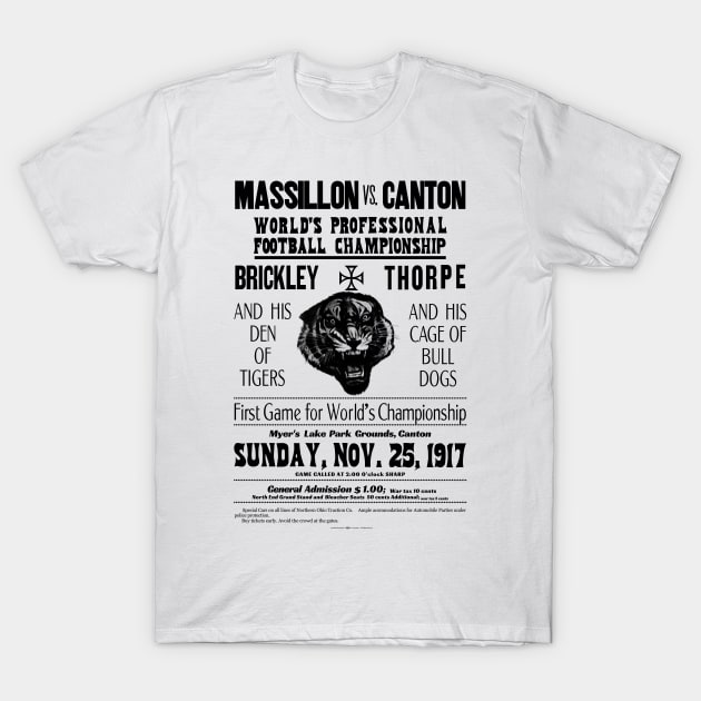 Massillon Vs. Canton 1917 Black  text T-Shirt by DarthBrooks